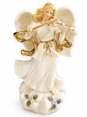 Sankyo Angel Violin Music Box Figurine 9.5 Inch